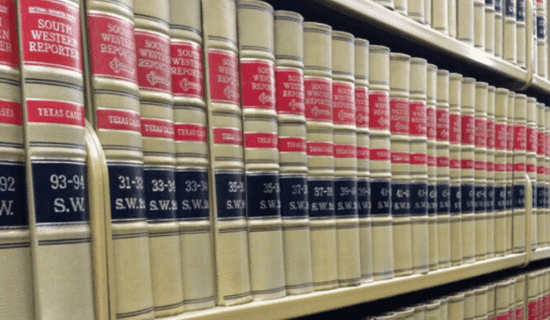 A shelf full of attorney's books