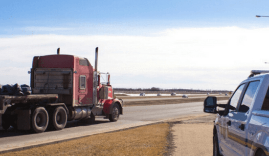 Semi truck driving on highway