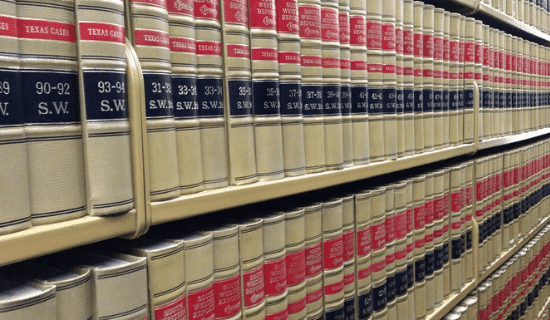 A bookshelf of law books