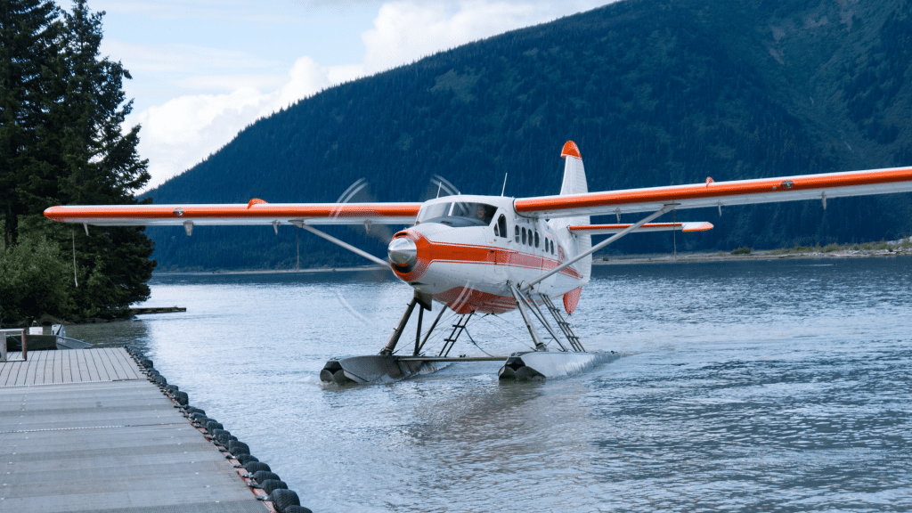 Float plane on water in Alaska