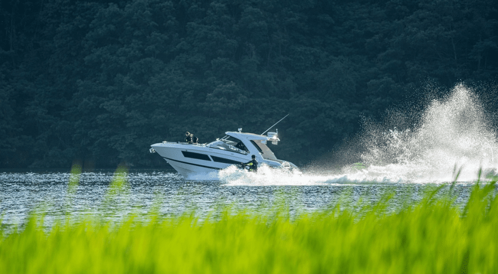 a boat on a lake