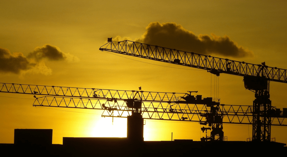 a construction site on a hot day