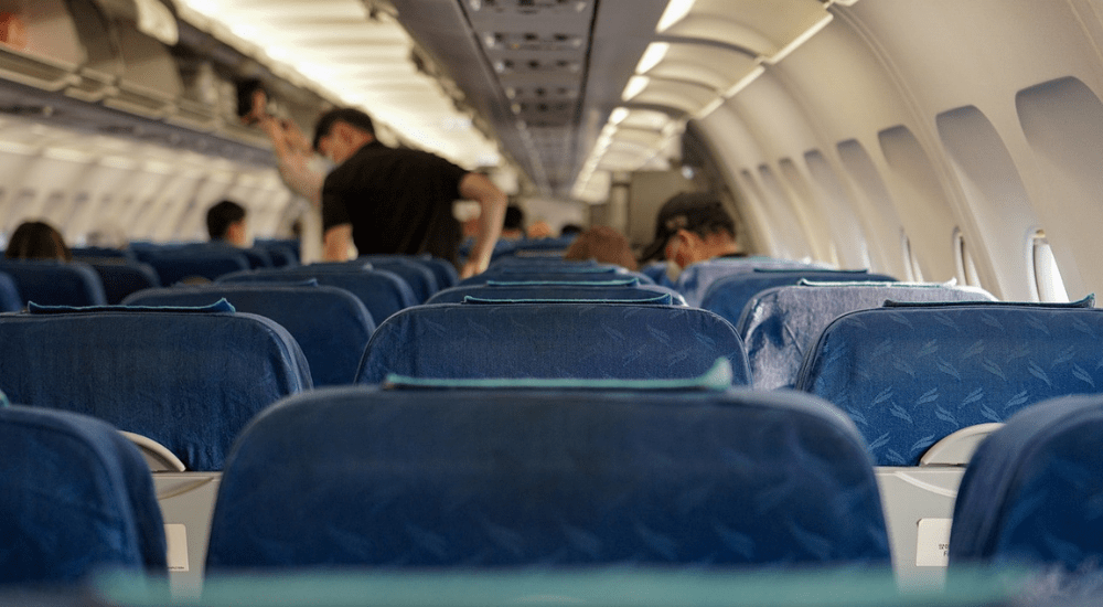 the inside of an airplane